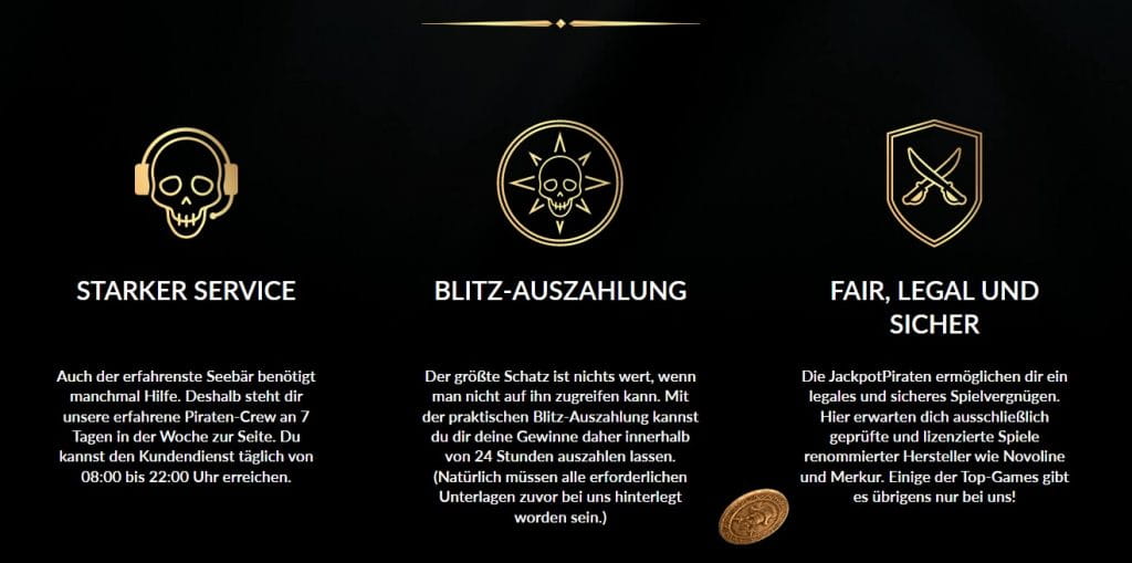 JackpotPiraten Casino Webseite