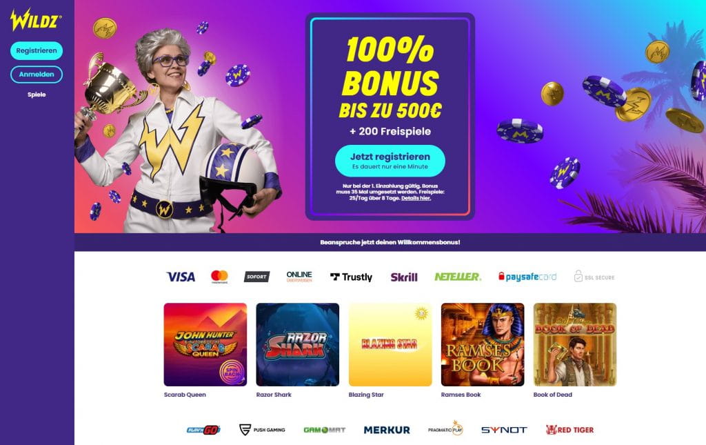 Wildz Casino Webseite