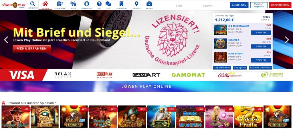 Löwen Play Casino Webseite