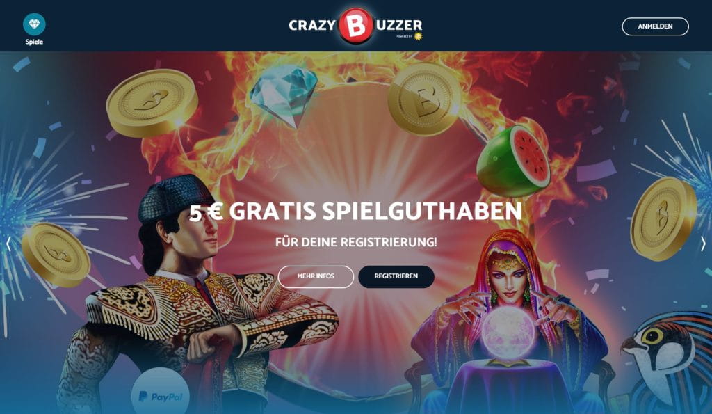 CrazyBuzzer Casino Webseite