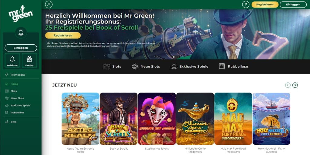 Mr Green Casino Webseite